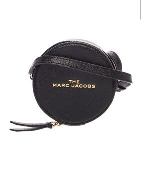 Marc Jacobs Black Round Crossbody Bag with Gold Logo